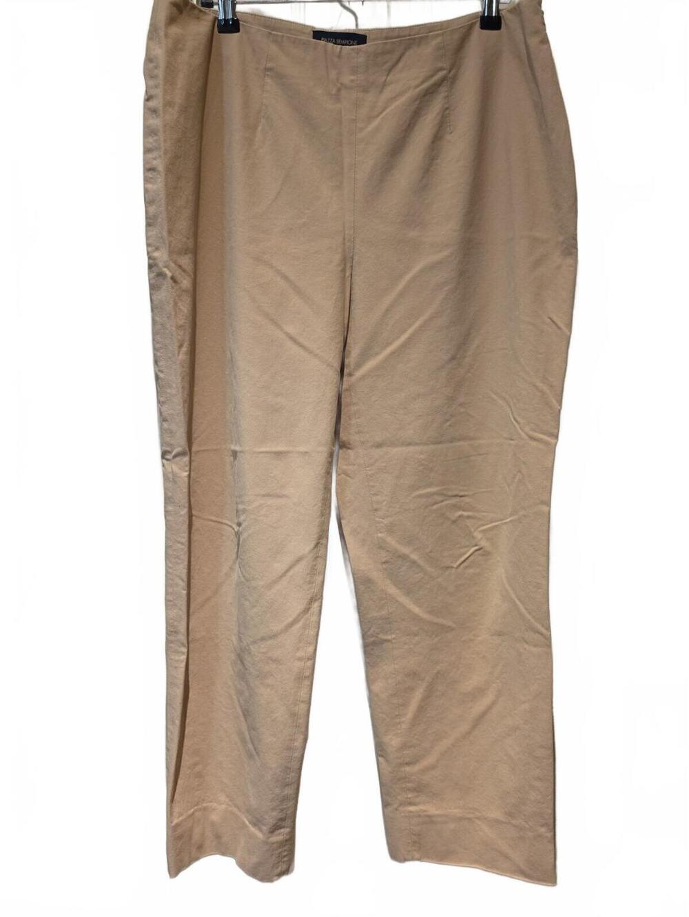 PIAZZA SEMPIONE/Tan 'AUDREY' CROPPED TROUSERS PANTS made in Italy